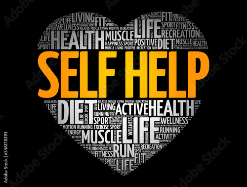Self Help heart word cloud, fitness, sport, health concept background