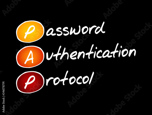 PAP - Password Authentication Protocol acronym, technology concept background
