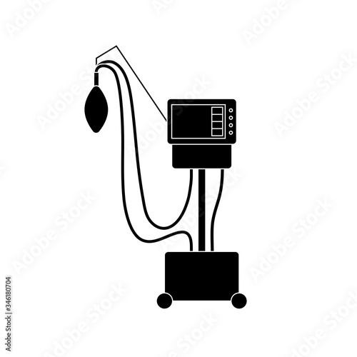 Medical ventilator Vector glyph line icon. Outline mechanical ventilation lungs Machine isolated on white background. Apparatus to patients having trouble breathing, coronavirus covid-19, pneumonia