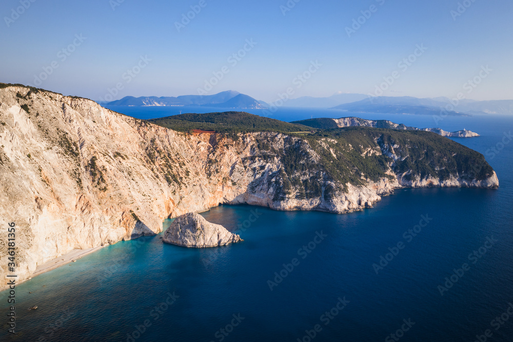 Landscape with Porto Katsiki beach on the Ionian sea, Lefkada island, Greece