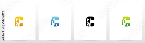 Broom On Letter Logo Design C