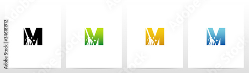 Broom On Letter Logo Design M
