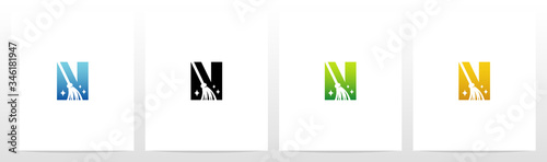 Broom On Letter Logo Design N