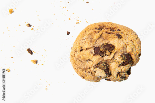 Chocolate chip cookies isolated. White Background with clipping path.
