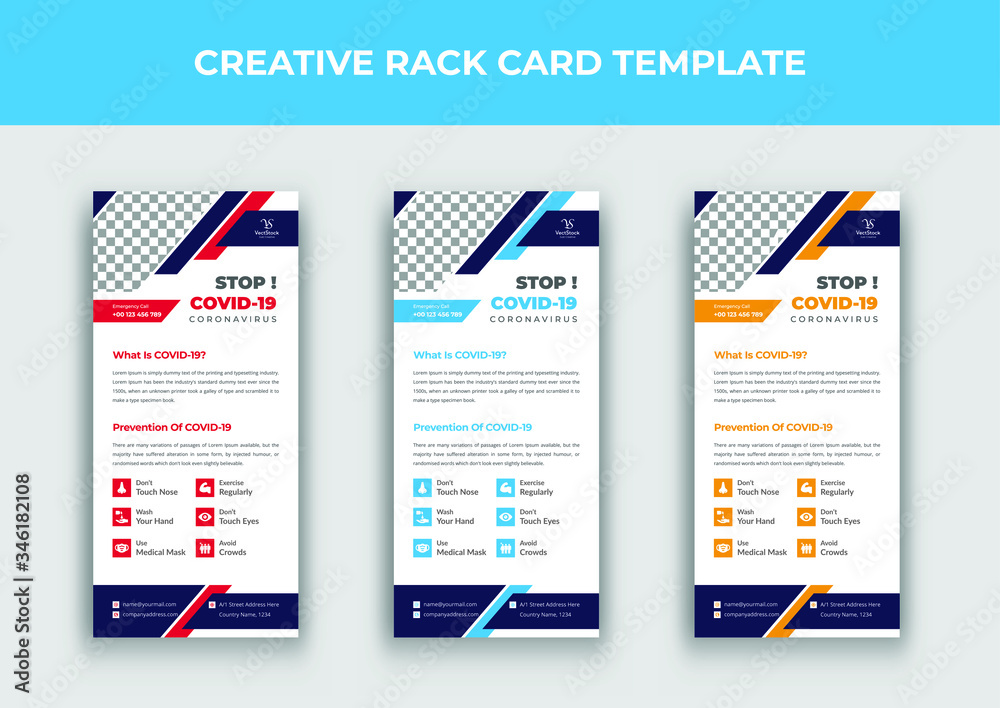 Covid 19 rack card template, Coronavirus rack card design, Dl flyer template