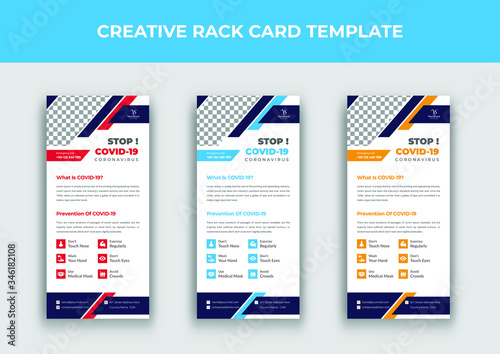 Covid 19 rack card template, Coronavirus rack card design, Dl flyer template