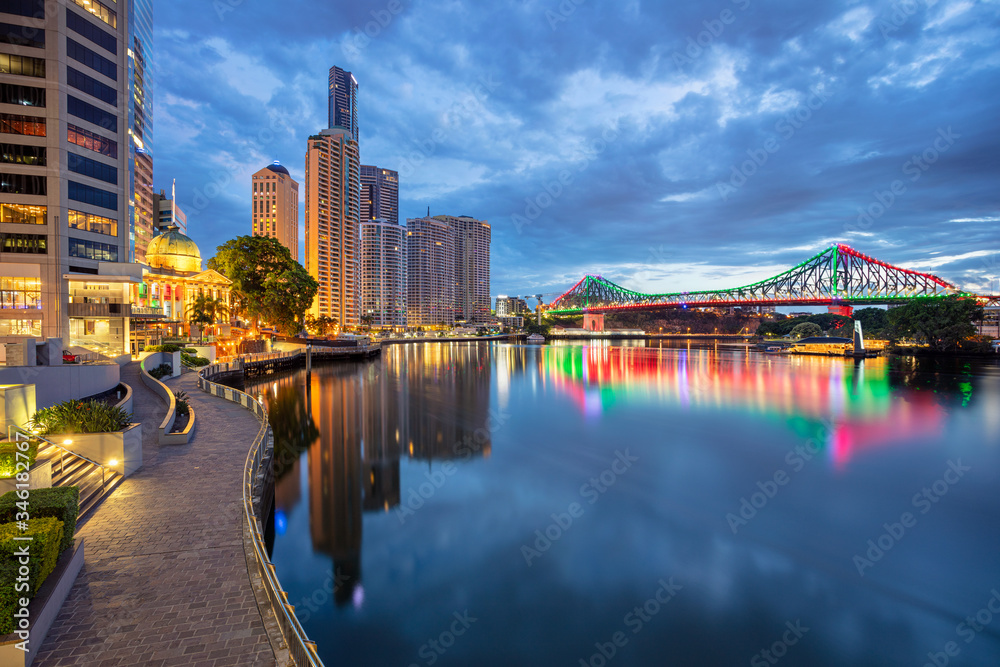 Brisbane. Cityscape image of Brisbane skyline, Australia during twilight blue hour.