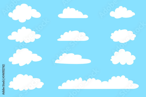 Vector set of clouds shapes. Collection of various forms and contours.
