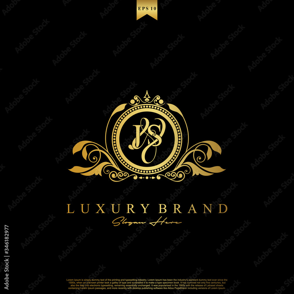 J & S JS logo initial Luxury ornament emblem. Initial luxury art vector mark logo, gold color on black background. J & S JS logo initial Luxury ornament emblem. Initial luxury art vector mark logo, gold color on black background.