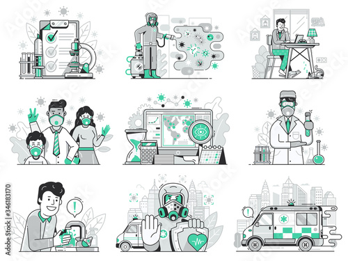 Corona Virus World Pandemic UI Icons Set