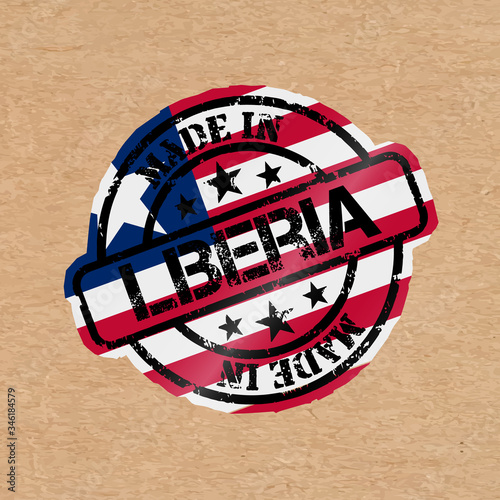 Vector stamp with flag of the Liberia. Lettering Made in Liberia photo