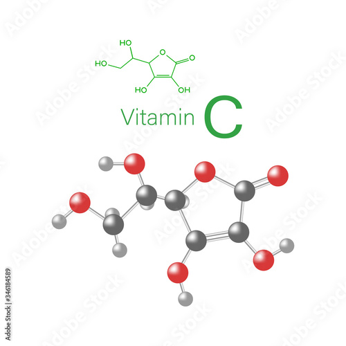Vector illustration of the chemical compound vitamin C