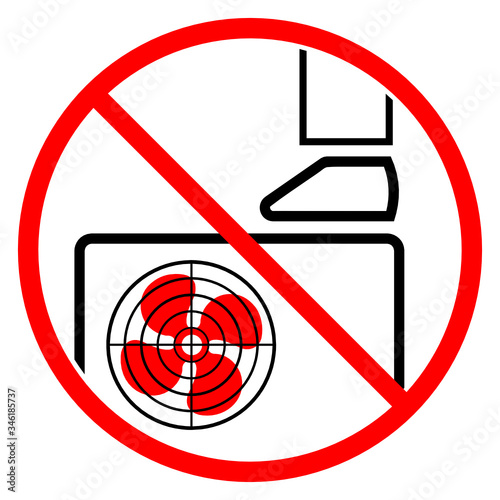 Warning Air condition condenser unit vector icon isolated on white background, do not trample above the condenser
