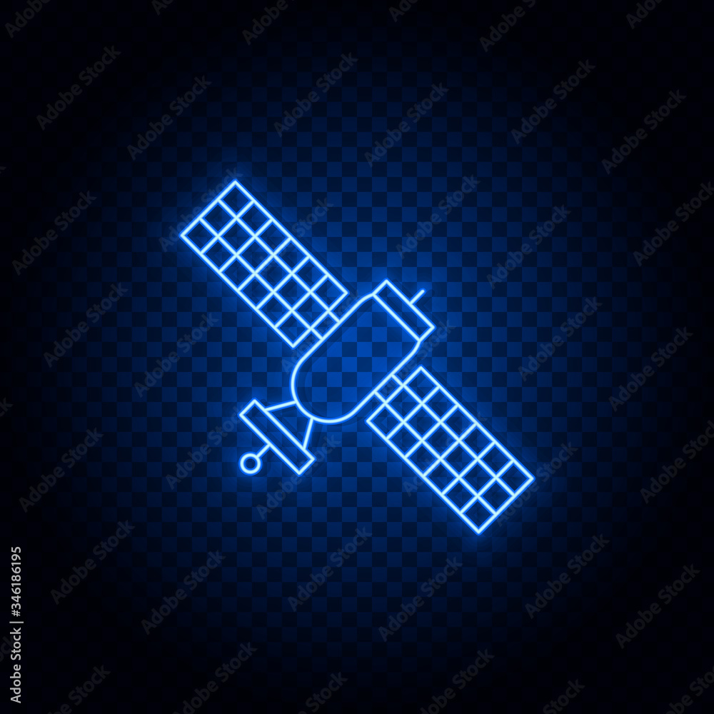 satellite blue neon vector icon .Transparent background. Blue neon vector icon satellite blue neon vector icon .Transparent background. Blue neon vector icon