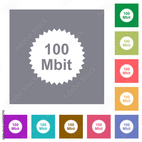 100 mbit guarantee sticker square flat icons