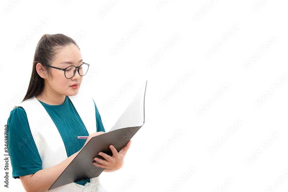 The face Asian beautiful woman with long hair, black, white skin, 30 years old, personality, Young business lady style office for Personal business office or home in white background The face Asian beautiful woman with long hair, black, white skin, 30 years old, personality, Young business lady style office for Personal business office or home in white background