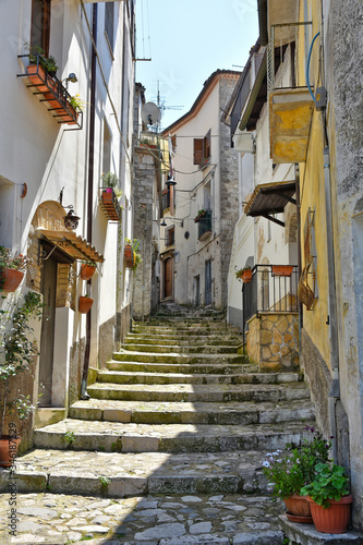 A narrow street in the medieval town of Itri, in the province of Latina photo