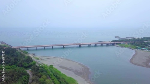 Aerial view of Sicao bridge in Taijiang National Park, Tainan, Taiwan. photo