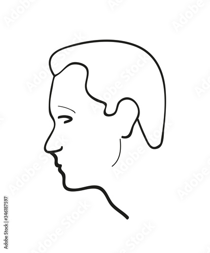 Man face profile. Human face profile. Man head. Sketch line hand drawn style vector illustration.