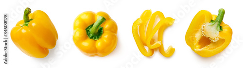 Set of fresh whole and sliced sweet pepper photo
