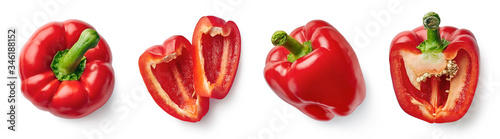 Set of fresh whole and sliced sweet pepper photo