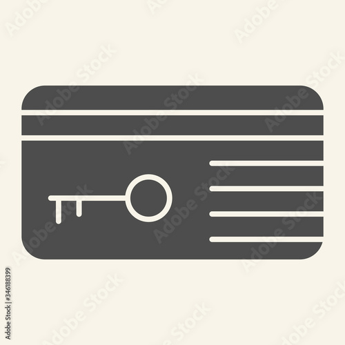Key card solid icon. Hotel electronic room keycard symbol, glyph style pictogram on beige background. Electronic plastic pass sign for mobile concept and web design. Vector graphics.