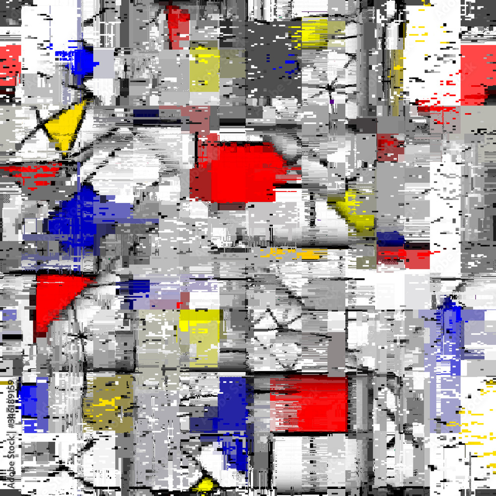 Fototapeta premium Vector image with imitation of grunge datamoshing texture.