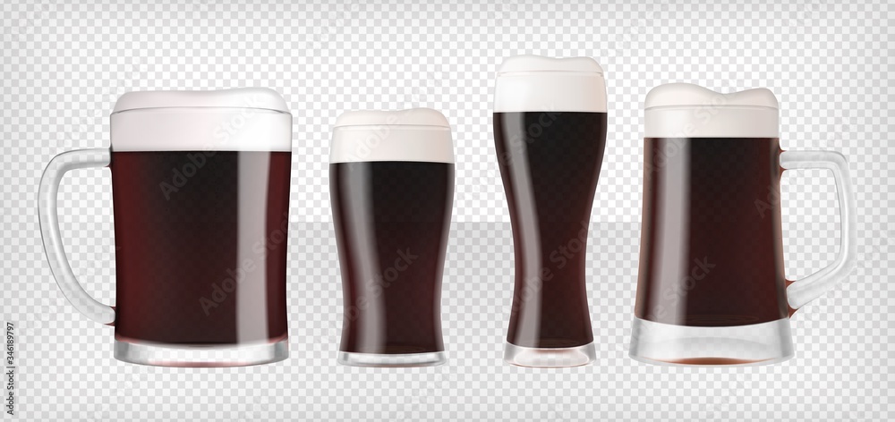 Four different dark beer glasses and mugs Four different dark beer glasses and mugs