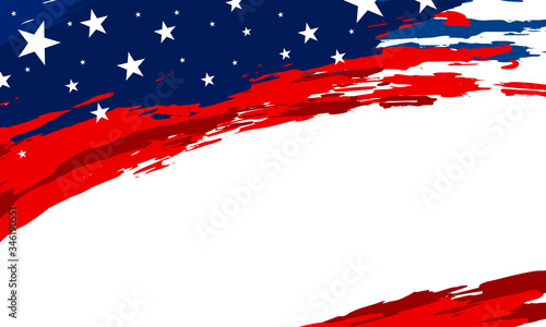 USA flag paintbrush banner on white background vector illustration