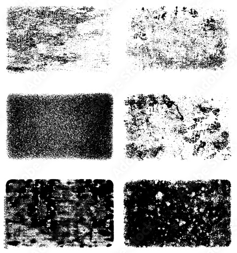 Black and white grunge texture. A set of backgrounds of dirt, cracks, and dust. Abstract monochrome spots