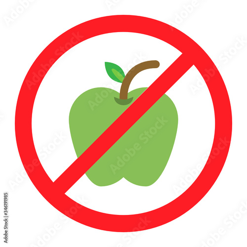 Avoid eating fresh Fruit in Daylight while fasting concept, Stop consuming food in ramadan During Fast vector Color Icon Design, Ramazan kareem and Islamic Symbols on white background, 
