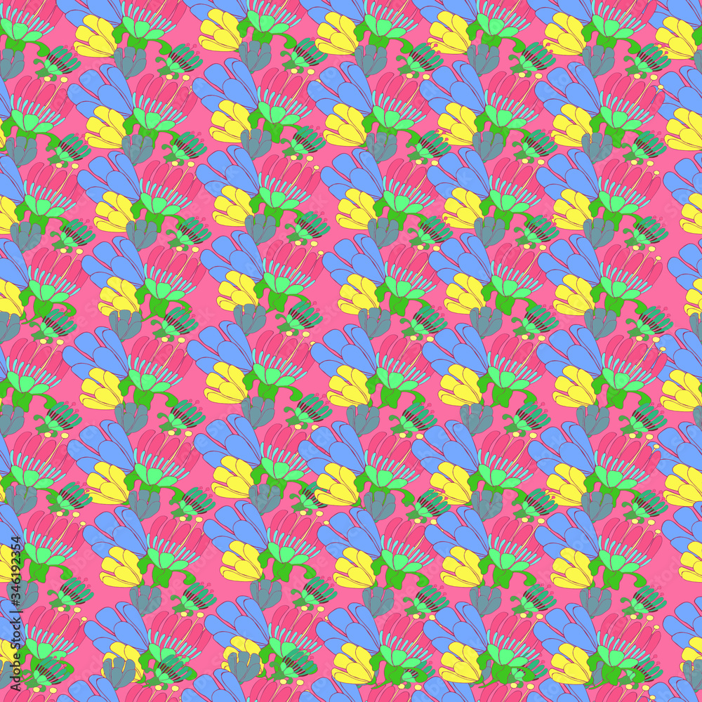 seamless pattern with colorful flowers