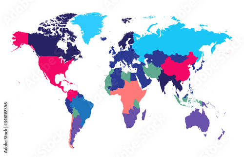 World map Info graphic, colorful borders.