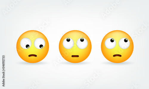 Eye roll emoticon 2020 high quality vector social media button Emoji Reactions printed on white paper Popular social networking