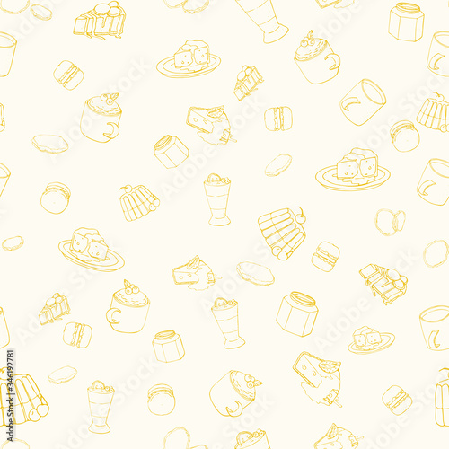 food seamless pattern,sweets,cake,muffin,cupcake,pie,jelly