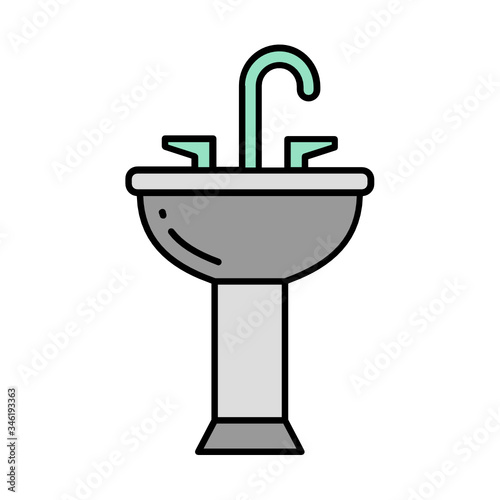 Washbasin with Water Mixer Concept Vector Color Icon Design, Hand Wash bathroom facilities on white backgruond 