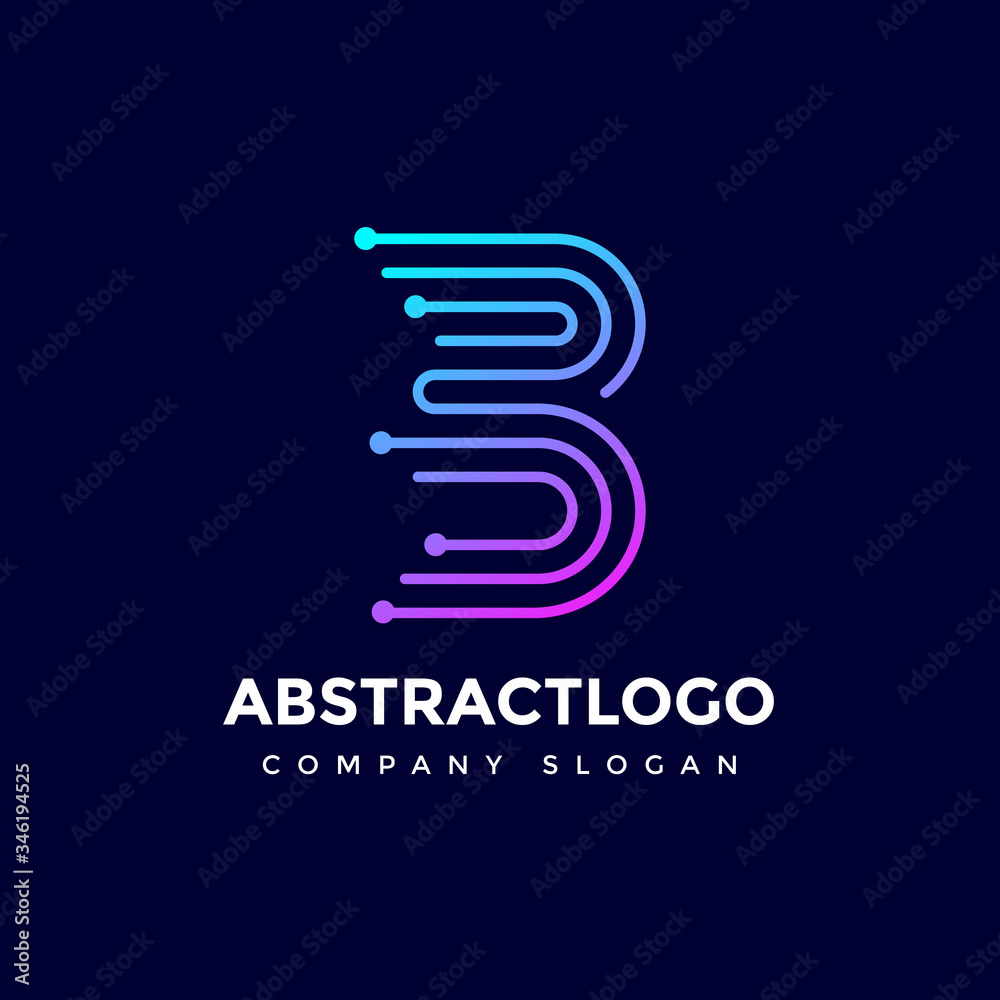 Letter B technology dots logo design Vector abstract circle B Alphabet