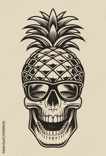 Vector illustration skull pineapple