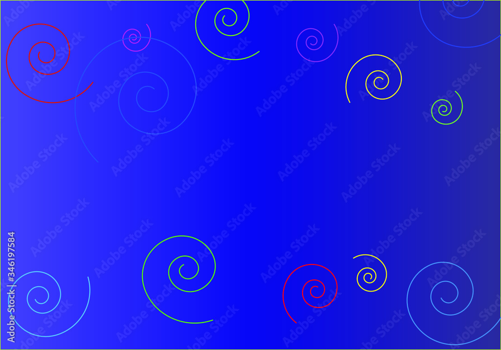 abstract blue background with multi-colored spirals and place for your text abstract blue background with multi-colored spirals and place for your text