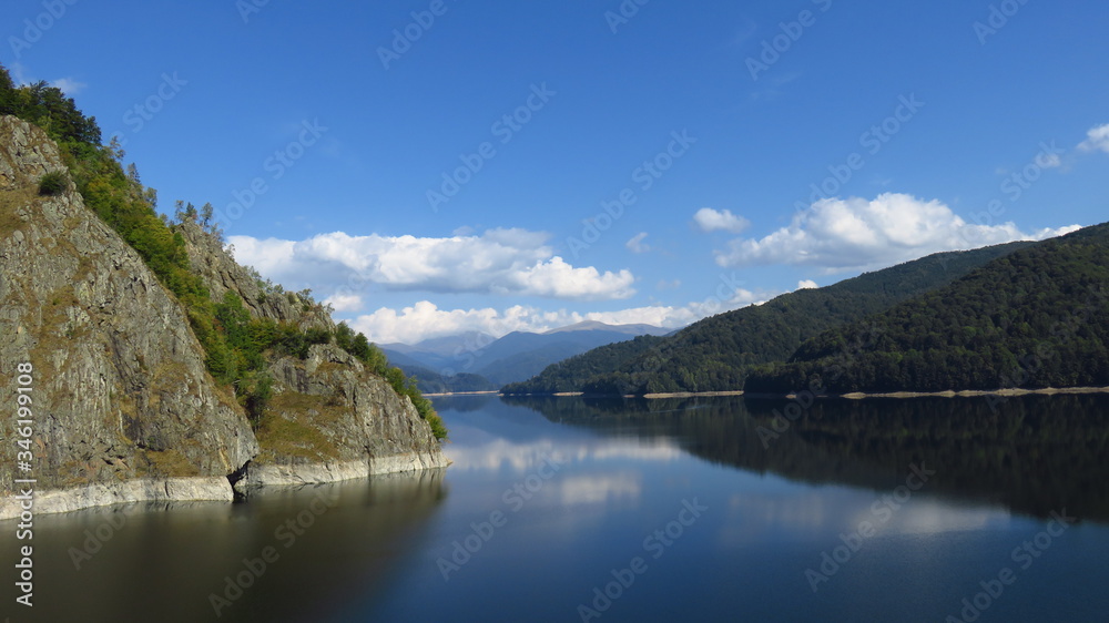 Blue Mountain Lake in Serene Landscape
