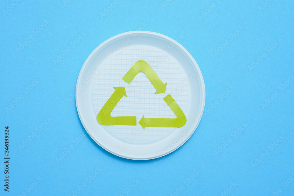 Plastic waste collection on blue background. Concept of Recycling plastic and ecology. Flat lay, top view Plastic waste collection on blue background. Concept of Recycling plastic and ecology. Flat lay, top view