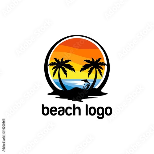 beach logo design vector template