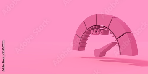 Scale with BCAA level. Abstract measuring device. Sign tachometer, speedometer, indicators. Infographic gauge element. 3D rendering