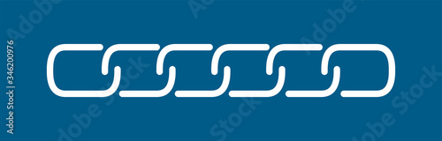 Chain Link Line On Blue Background. Blue Flat Style Vector Illustration