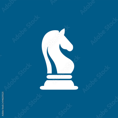 Chess Knight Icon On Blue Background. Blue Flat Style Vector Illustration