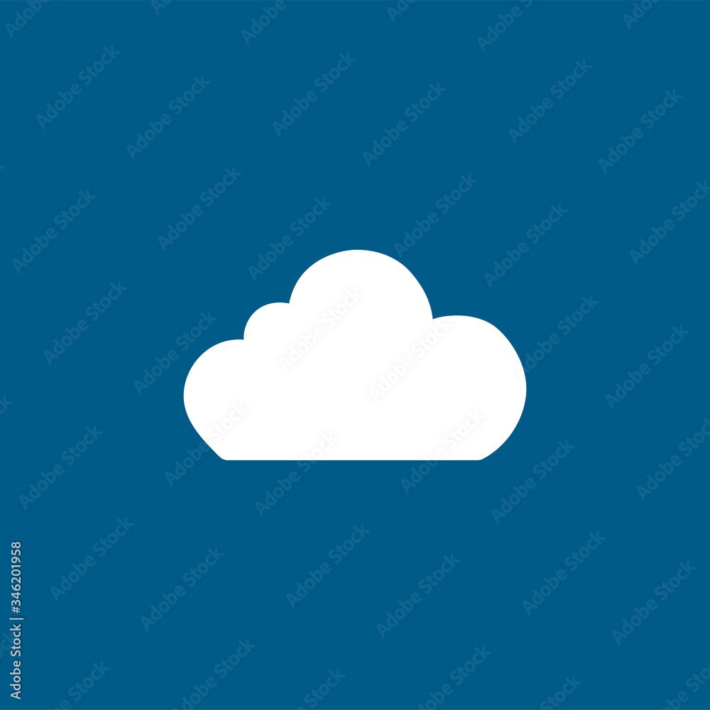 Cloud Icon On Blue Background. Blue Flat Style Vector Illustration Cloud Icon On Blue Background. Blue Flat Style Vector Illustration
