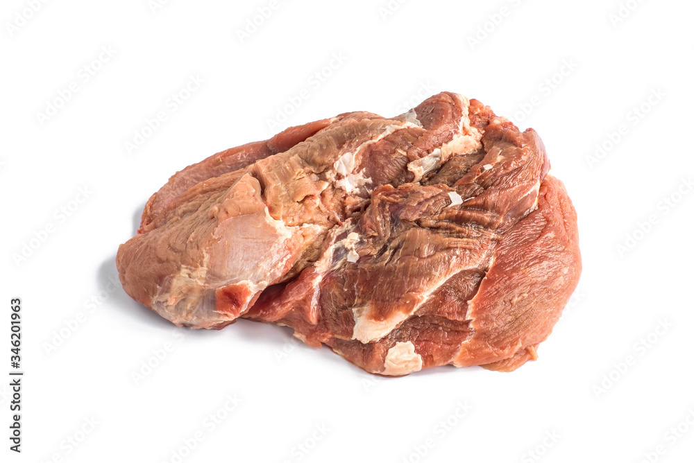 piece of pork on a white background. fresh meat. piece of pork on a white background. fresh meat.
