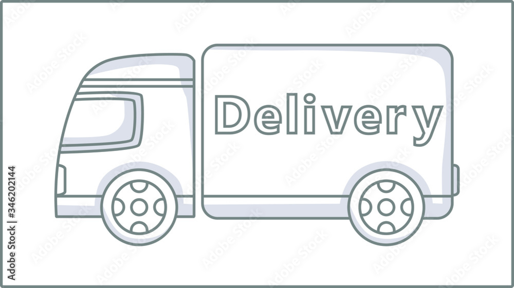 Vector Linear Car icon. Delivery Illustration. Transportation Drawing.	