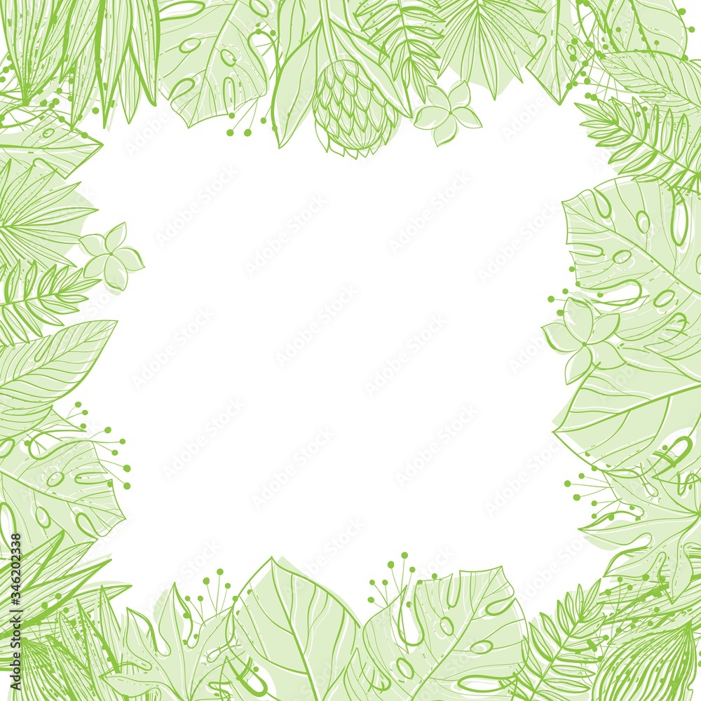 Fototapeta premium Tropical leaves set.