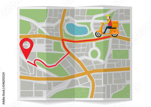 Map with courier ride to destination
